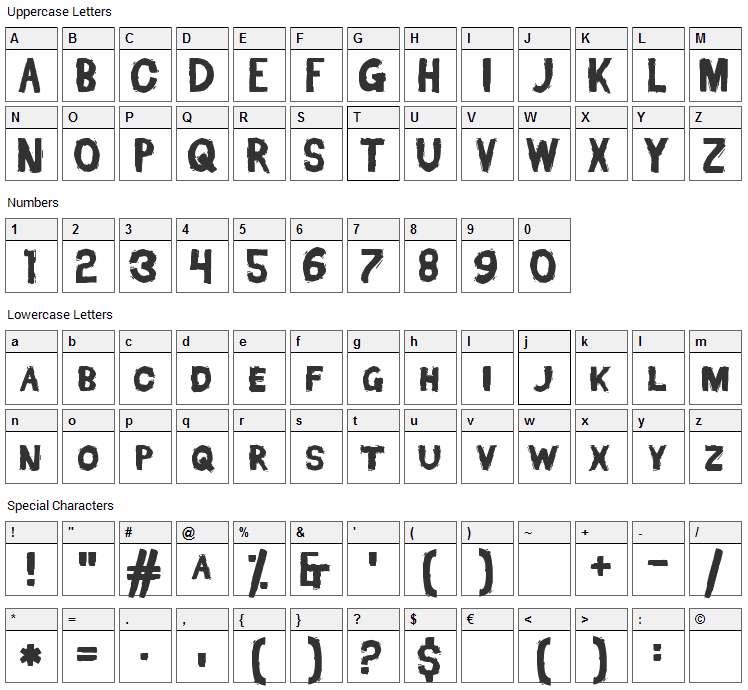 Dead Font Walking Font Character Map