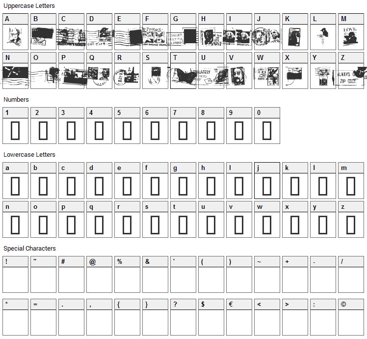 Dead Letter Office Font Character Map