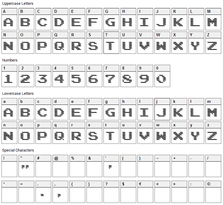 DeadCRT Font Character Map