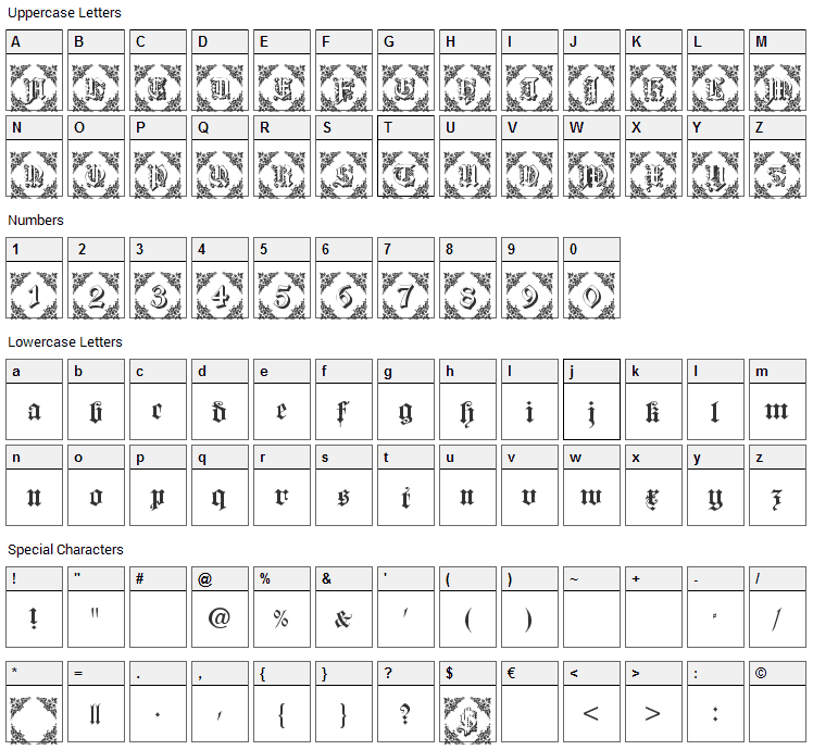 Dearest Friend Font Character Map