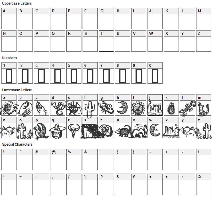 Death Valley Font Character Map