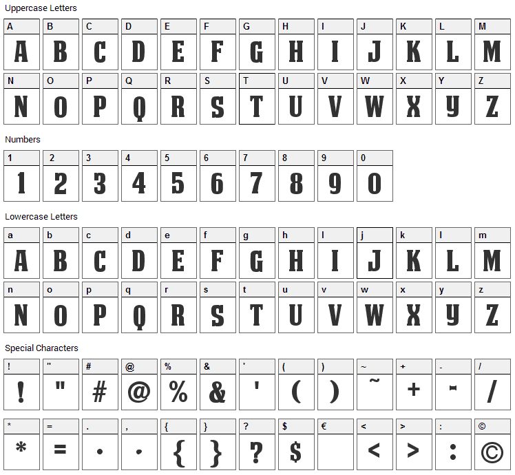 Deathe Maach Font Character Map