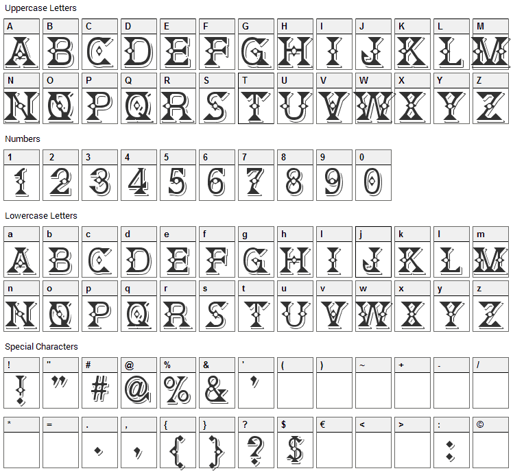 Deborah Font Character Map