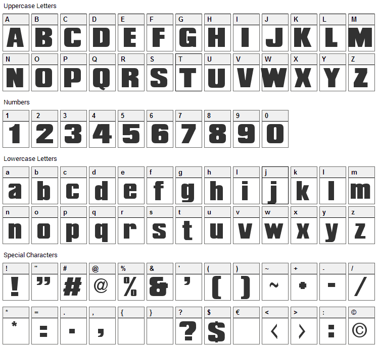 Deborah TEH Font Character Map