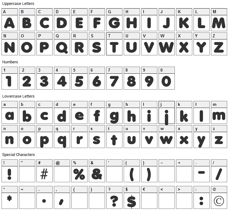 Debussy Font Character Map