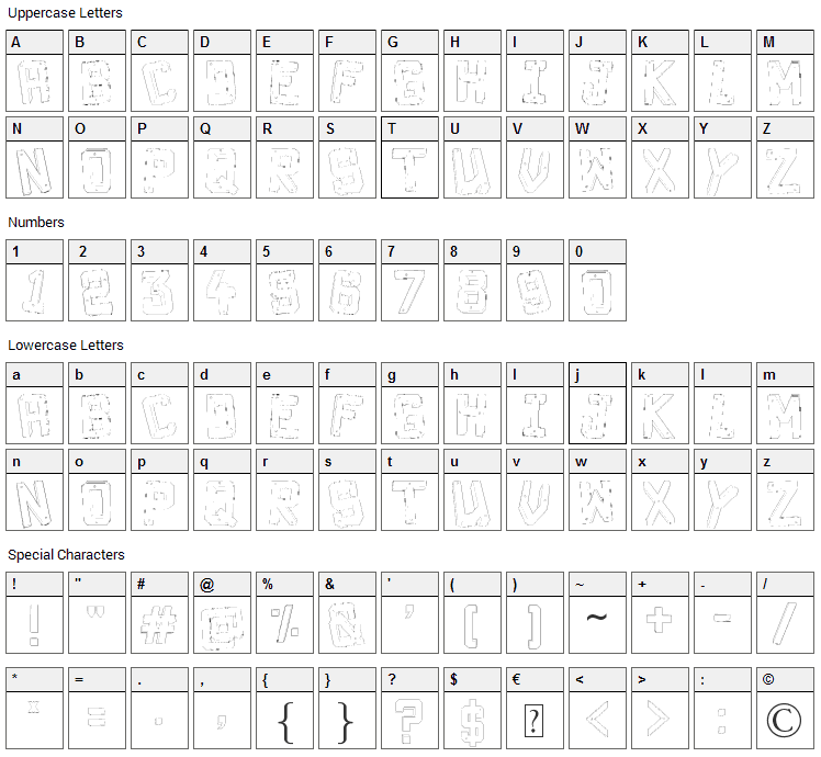 Decade 3d Font Character Map