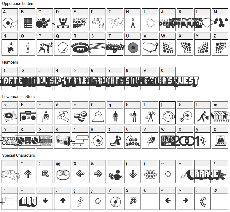 Deejay Supreme Font Character Map