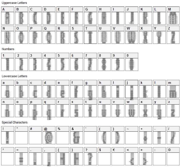 Deeter Font Character Map