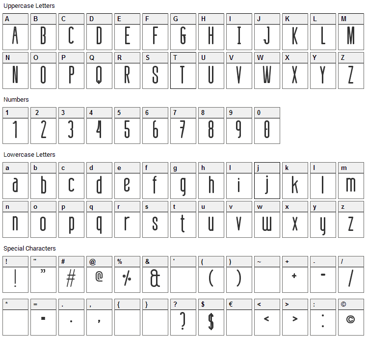 Defatted Milk Font Character Map