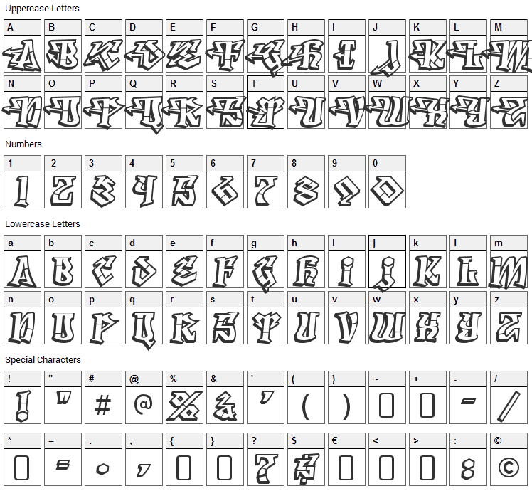 Degrassi Font Character Map