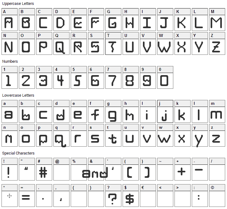 Deka Font Character Map