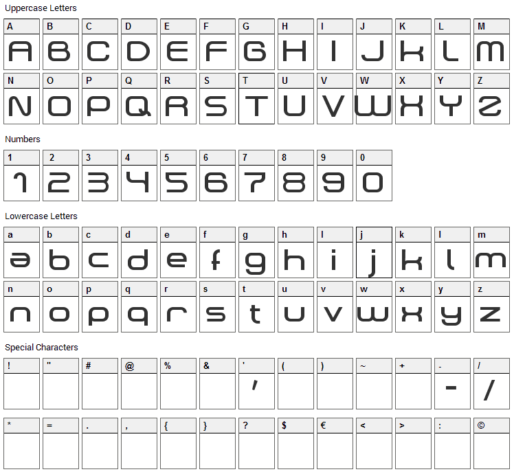 Dekers Font Character Map