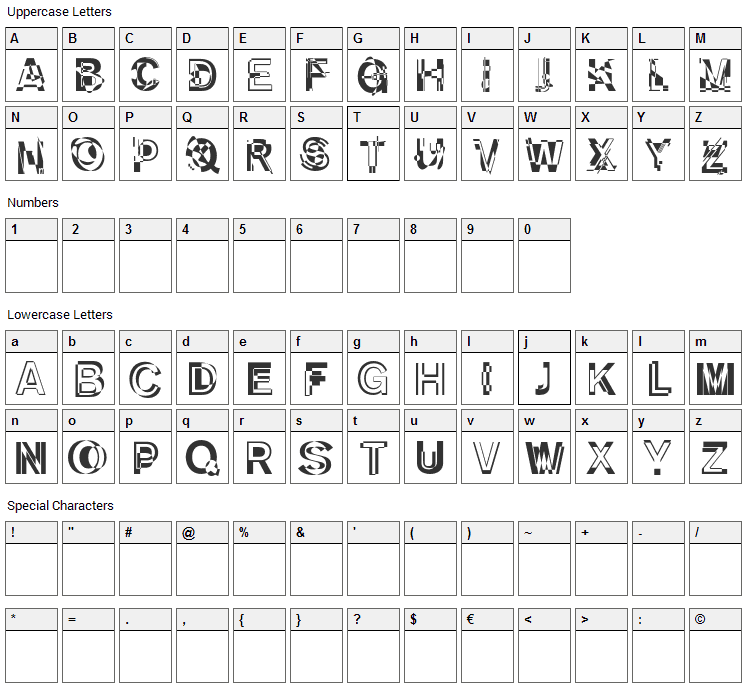 DeKunst Initialen Font Character Map