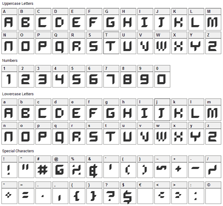 Delilah Font Character Map