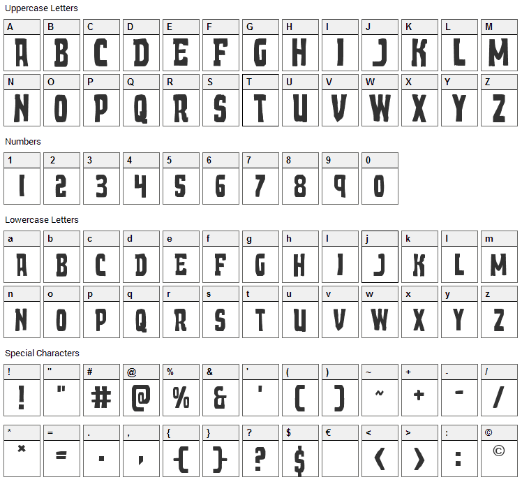 Demon Priest Font Character Map