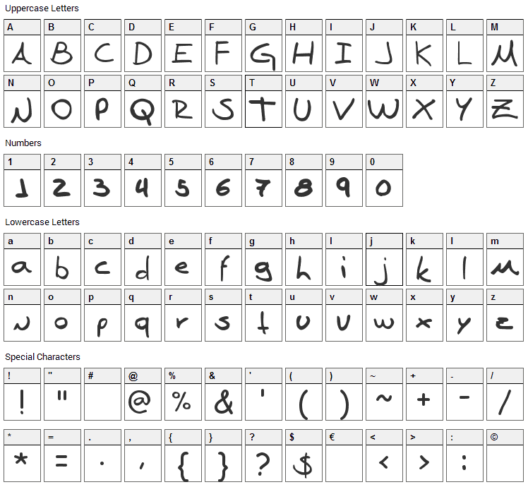 Denise Sans Font Character Map