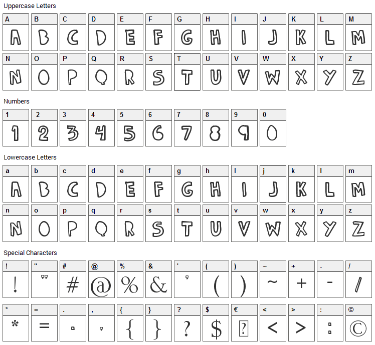 Denne Fuchoor Font Character Map