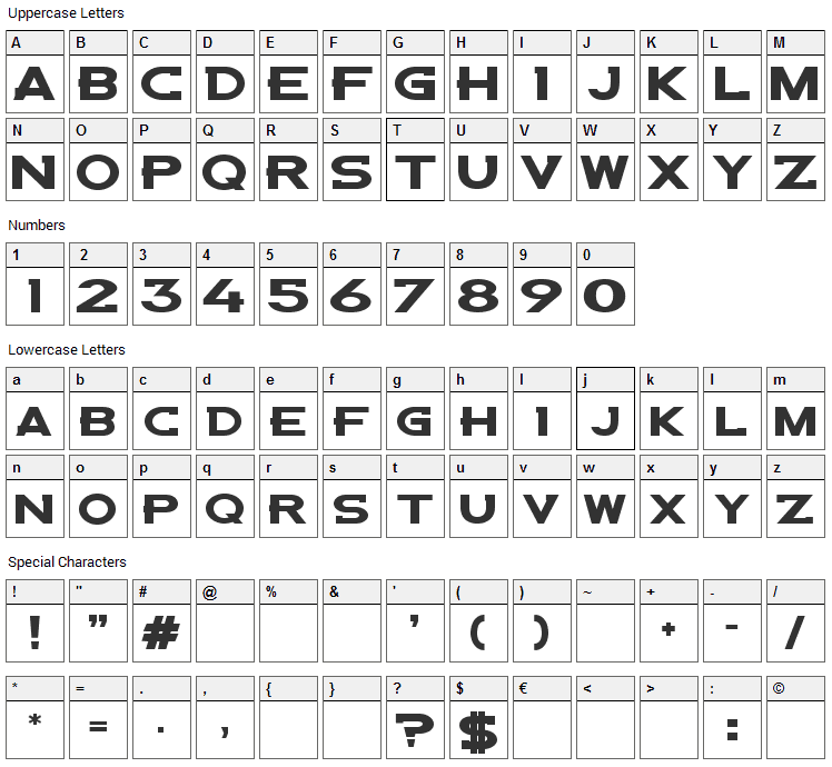 Denver Broncos Custom Font Character Map