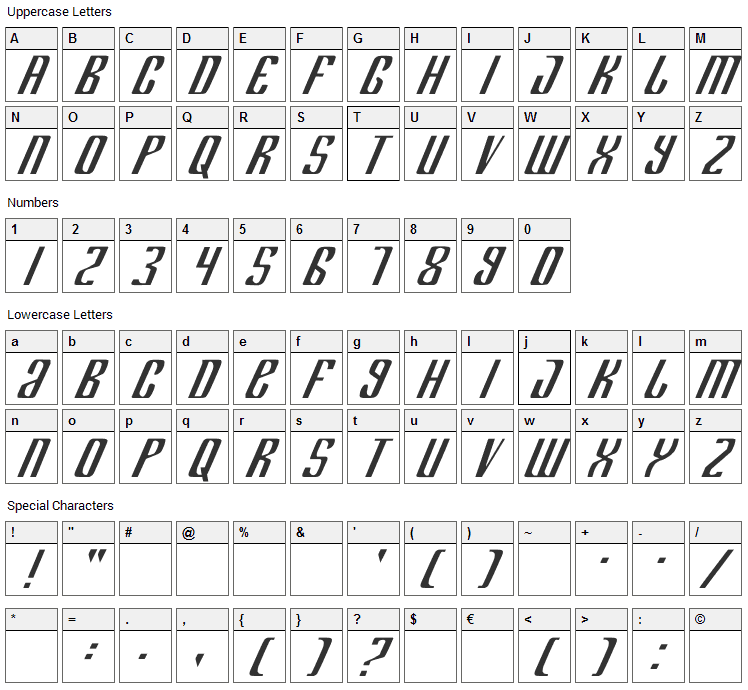 Department H+K Font Character Map