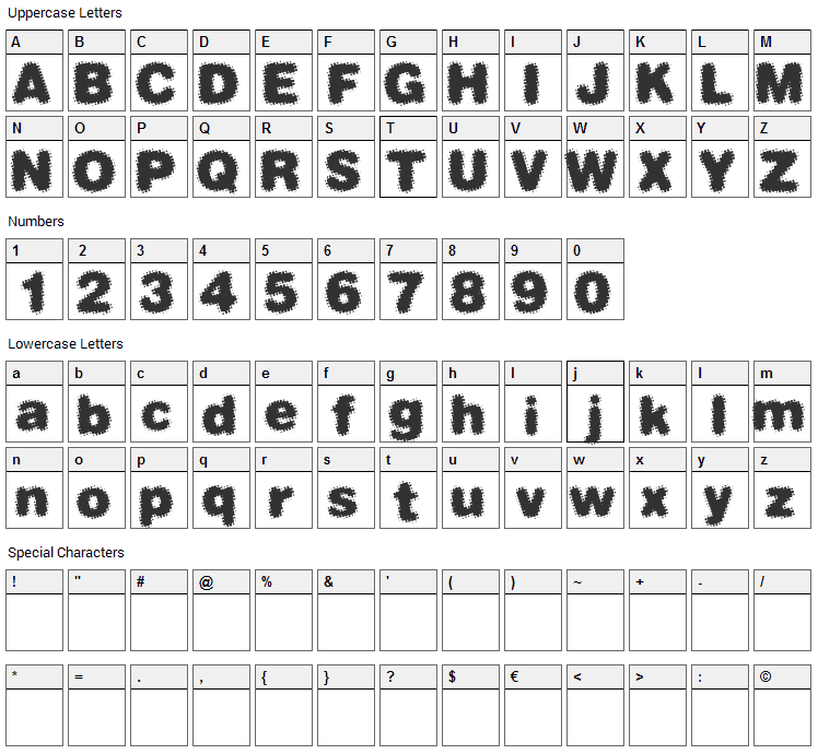 Dephunked Font Character Map