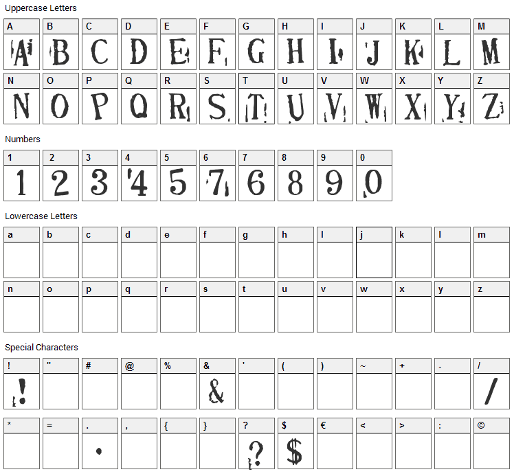 Depressionist 2 Font Character Map