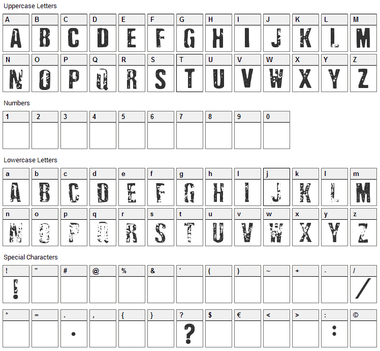 Depressionist Three Font Character Map