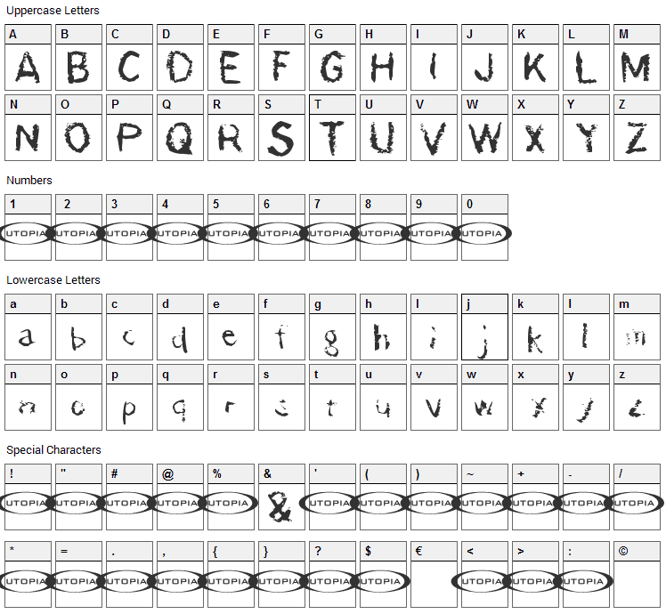 Der Damonschriftkegel Font Character Map