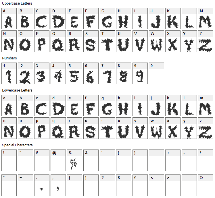Desert Font Character Map