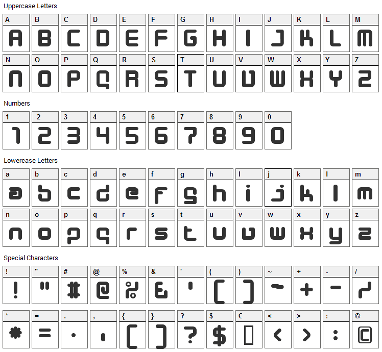 Desigers Font Character Map