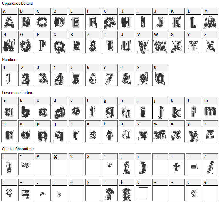 Desperado Font Character Map