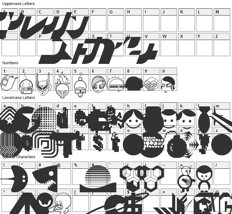 Destroy Dingbats Font Character Map