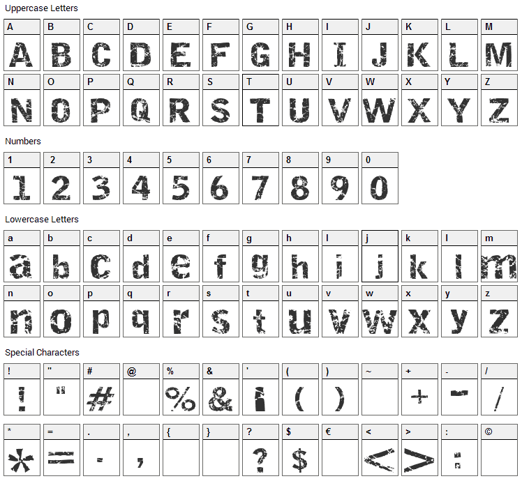 Destroy Font Character Map