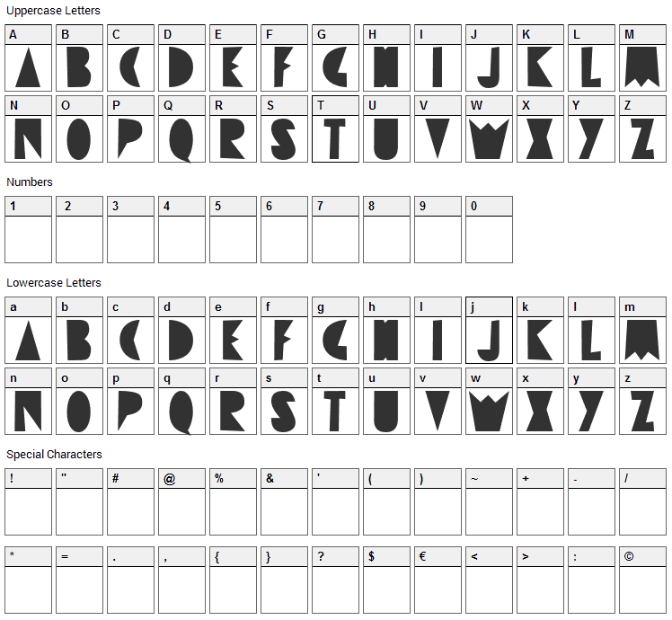 Destrukt Font Character Map