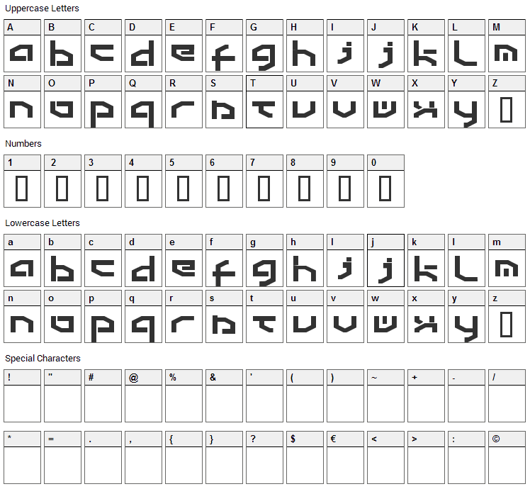 Detroit Font Character Map