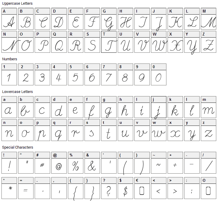 Deutsche Normalschrift Font Character Map