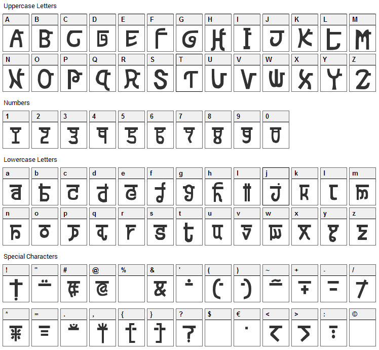 Devanagarish Font Character Map