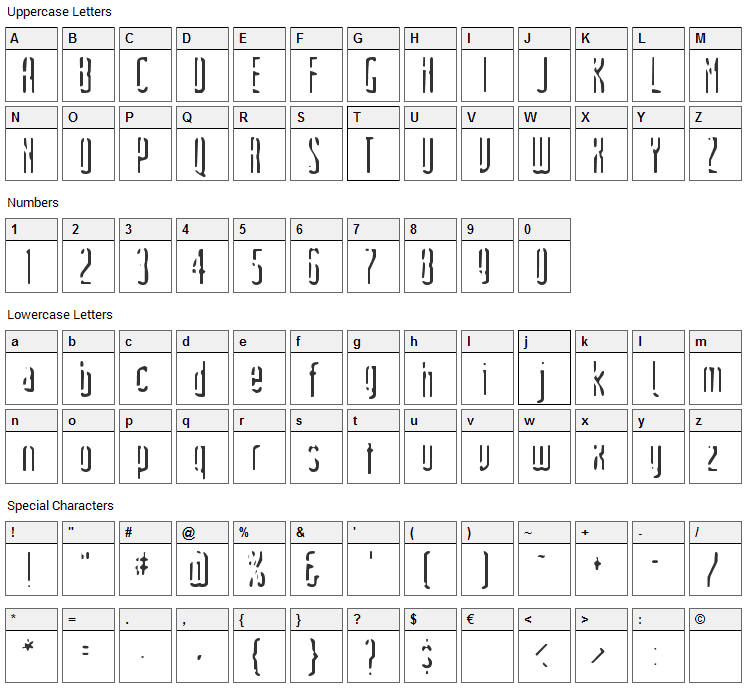 Devils Handshake Font Character Map