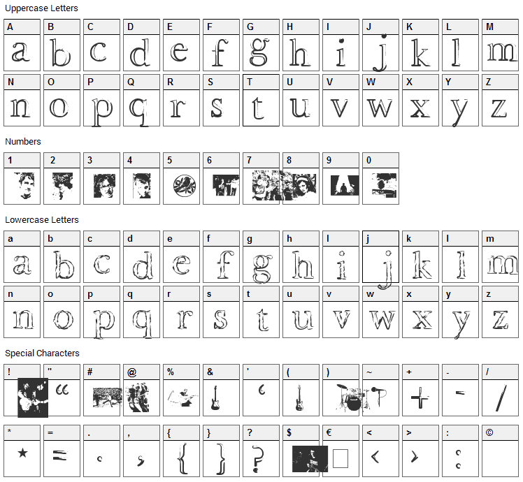 Devotion and Desire Font Character Map