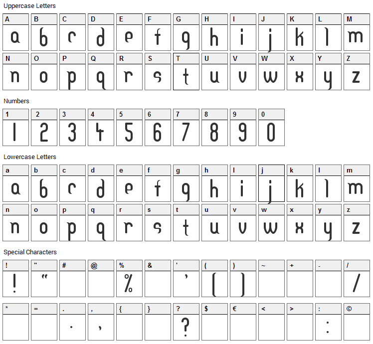 DF Temple Font Character Map