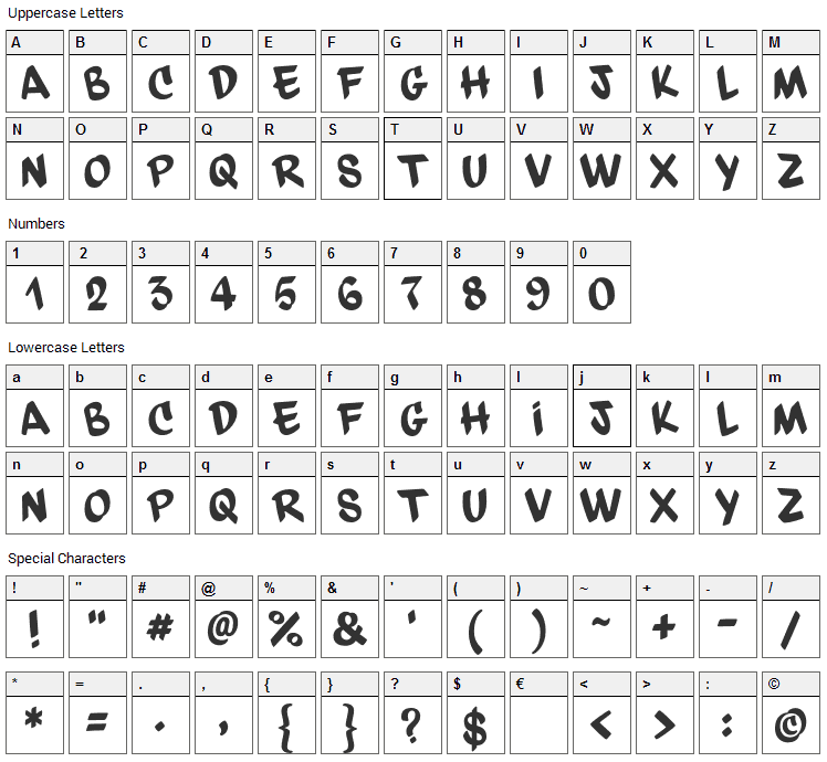 DFD Chasquilla Font Character Map