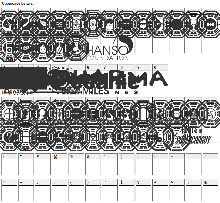 Dharma Initiative Logos Font Character Map