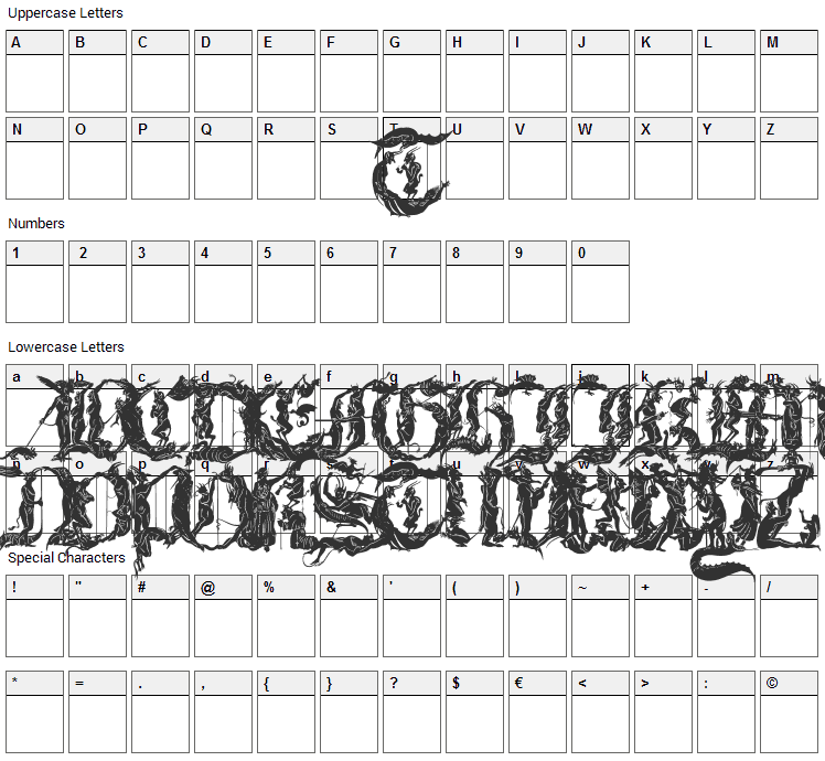 Diabolique Font Character Map