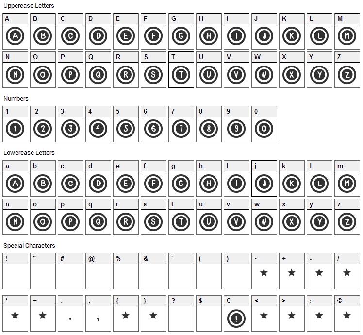 Dialtone Font Character Map