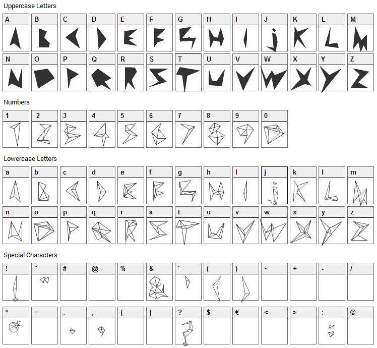 Diamond D Font Character Map