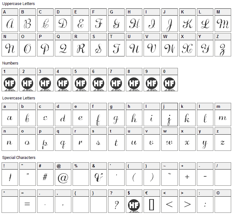 Diamond Dust Font Character Map