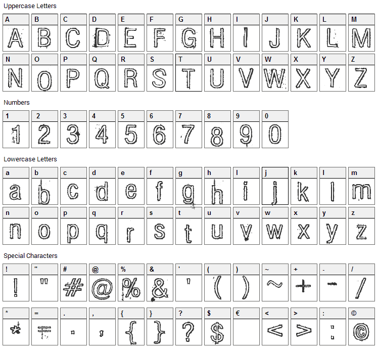 Diesel Font Character Map