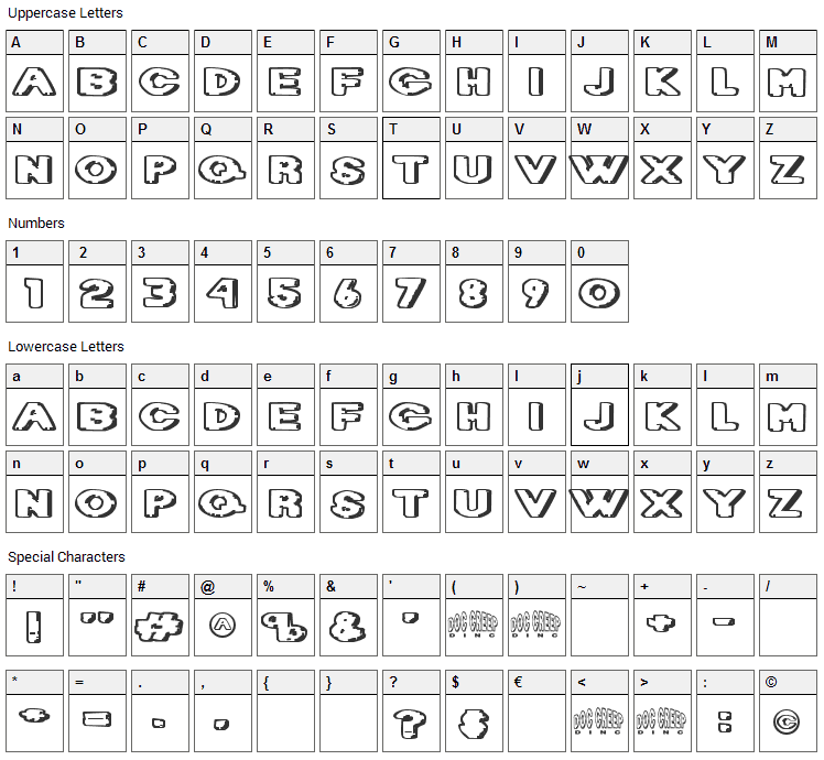 Diet Dr. Creep Font Character Map