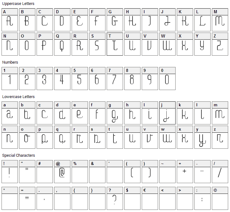 Digital Kauno Font Character Map