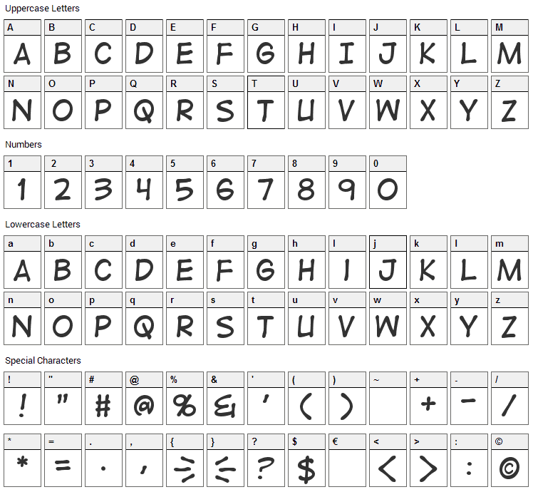 Digital Strip Font Character Map