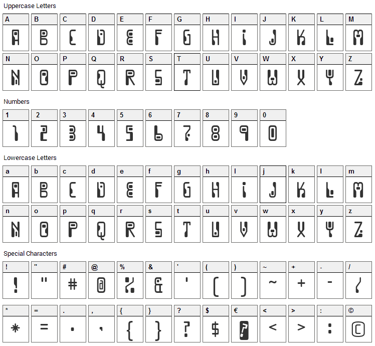 Dignity of Labour Font Character Map